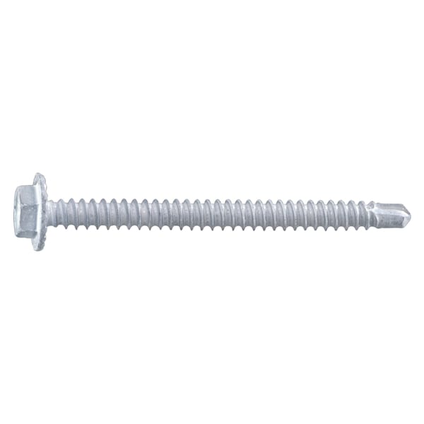 Midwest Fastener Self-Drilling Screw, #8 x 2 in, White Ruspert Steel Flange Hex Head External Hex Drive, 100 PK 54481 - main